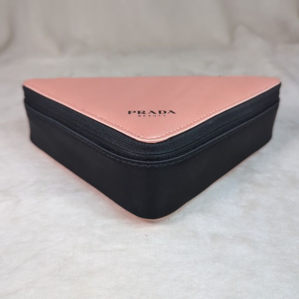 PRADA PARADOXE BEAUTY Makeup Bag Pouch Pink Black Triangle Travel Cosmetic Case - Picture 2 of 9